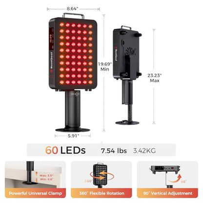 BestQool Red Light Therapy Panel with Stand, FSA-HSA 6 Wavelengths, 140W