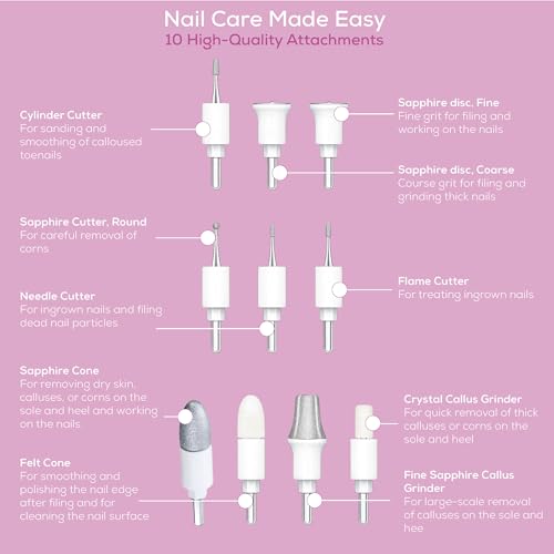 Cordless Electric Nail Drill Kit with LED Light & 10 Attachments
