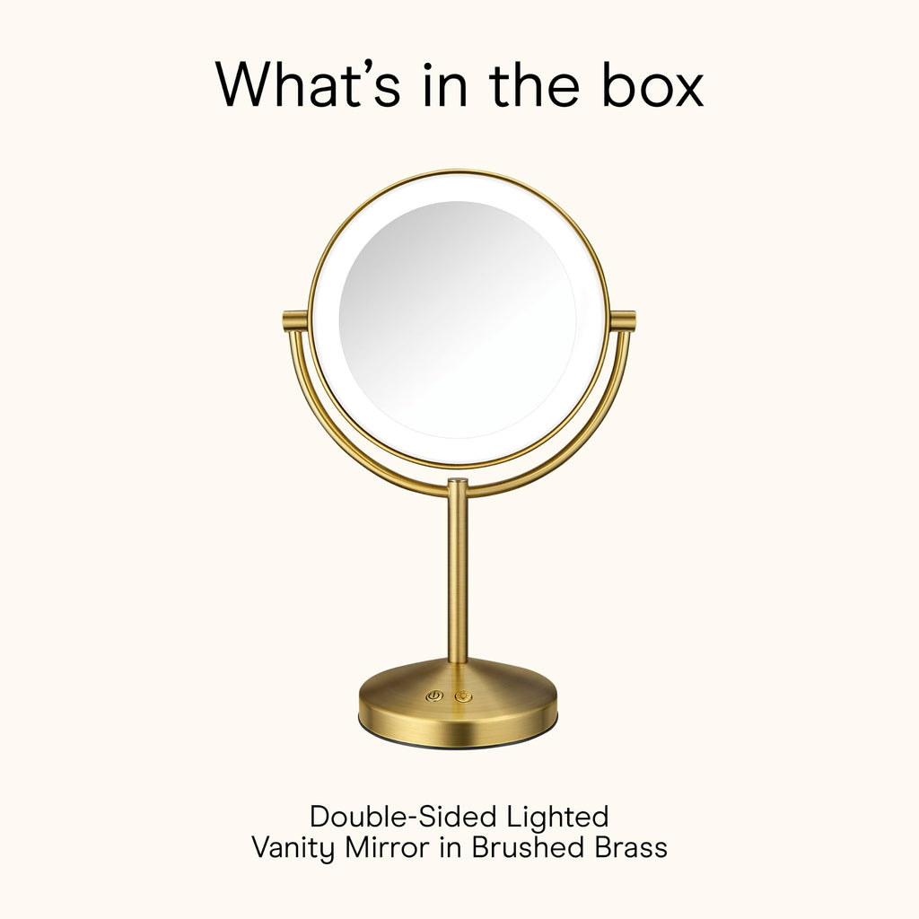 Double-Sided LED Makeup Mirror with 1X/10X Magnification