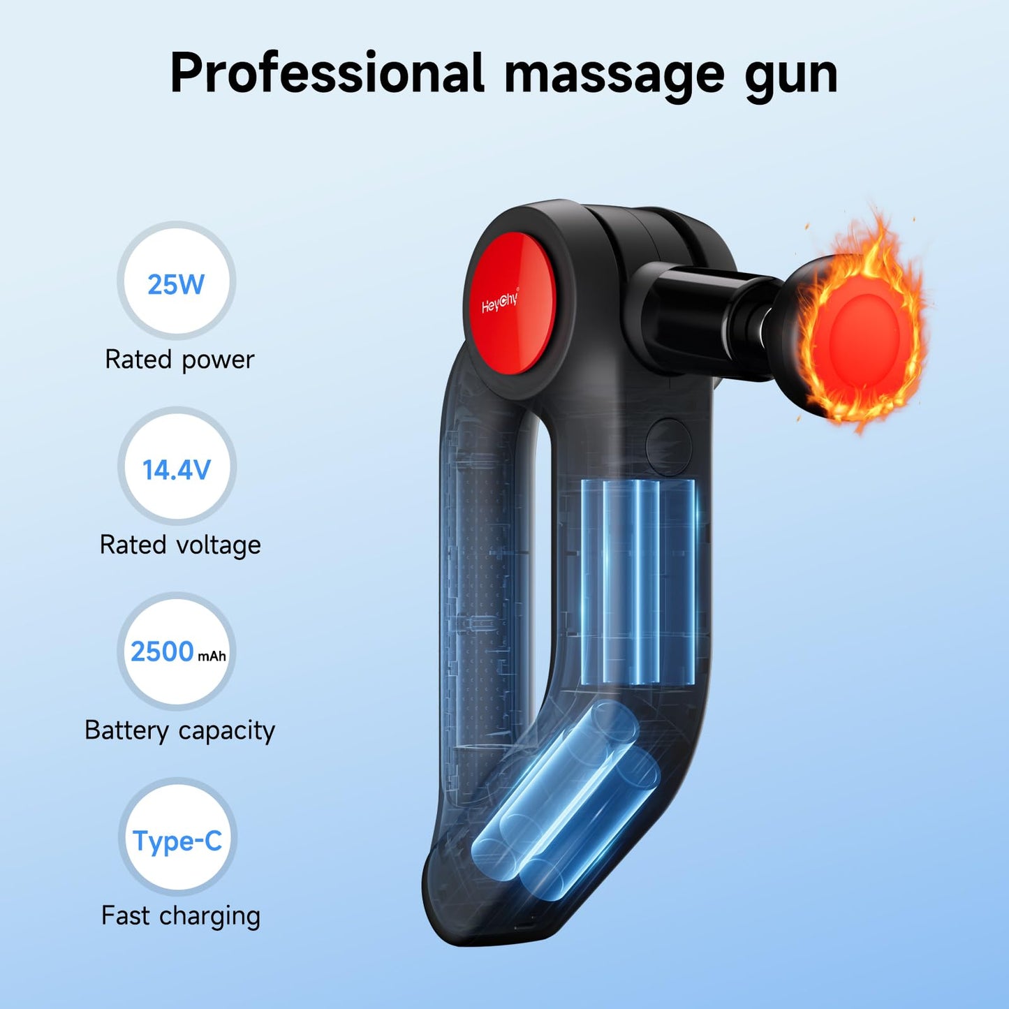Deep Tissue Massage Gun with Heat & 12mm Percussion