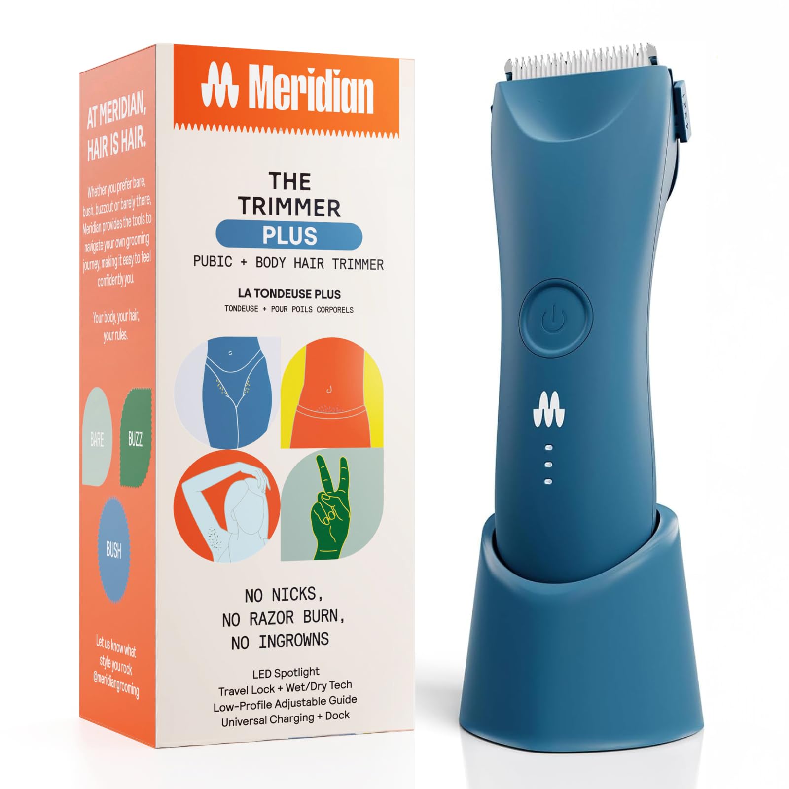 Body Hair Trimmer with Adjustable Guard & Charging Dock