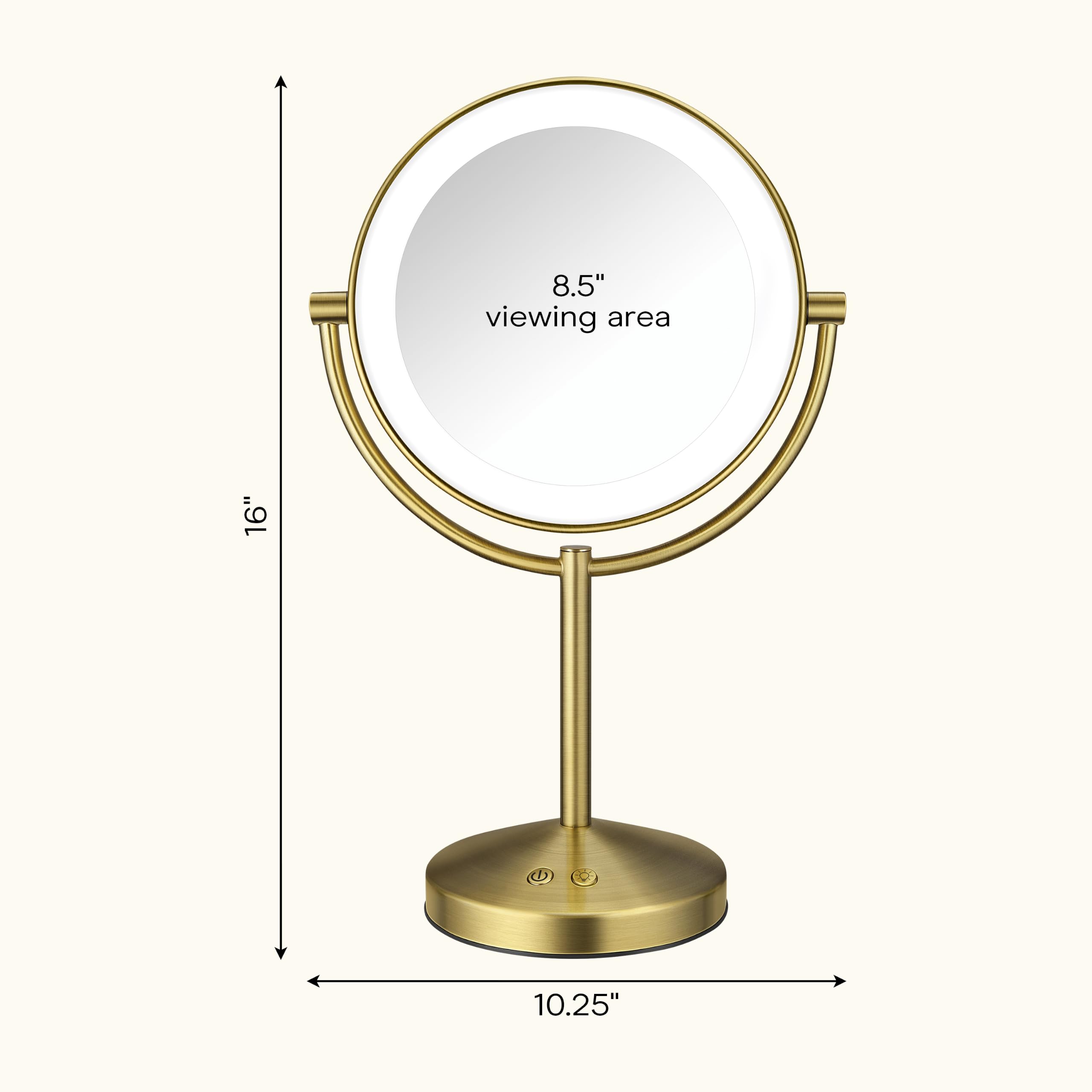 Double-Sided LED Makeup Mirror with 1X/10X Magnification