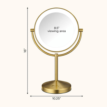 Double-Sided LED Makeup Mirror with 1X/10X Magnification
