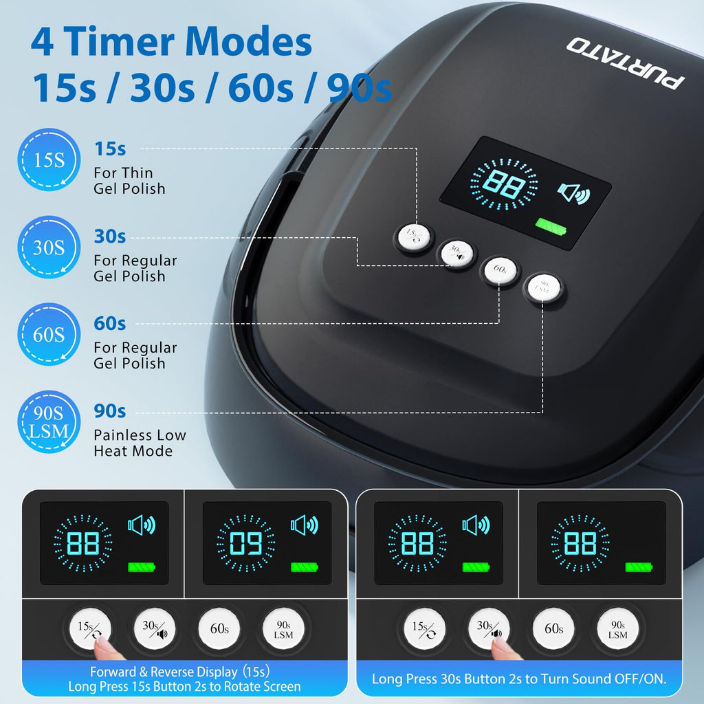 126W Cordless UV Nail Lamp with 4 Timer Settings