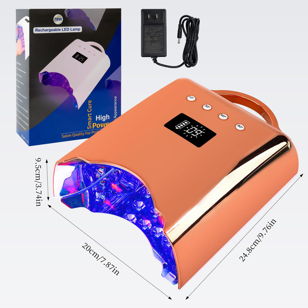 78W Cordless UV LED Nail Lamp with LCD Display & Auto Sensor