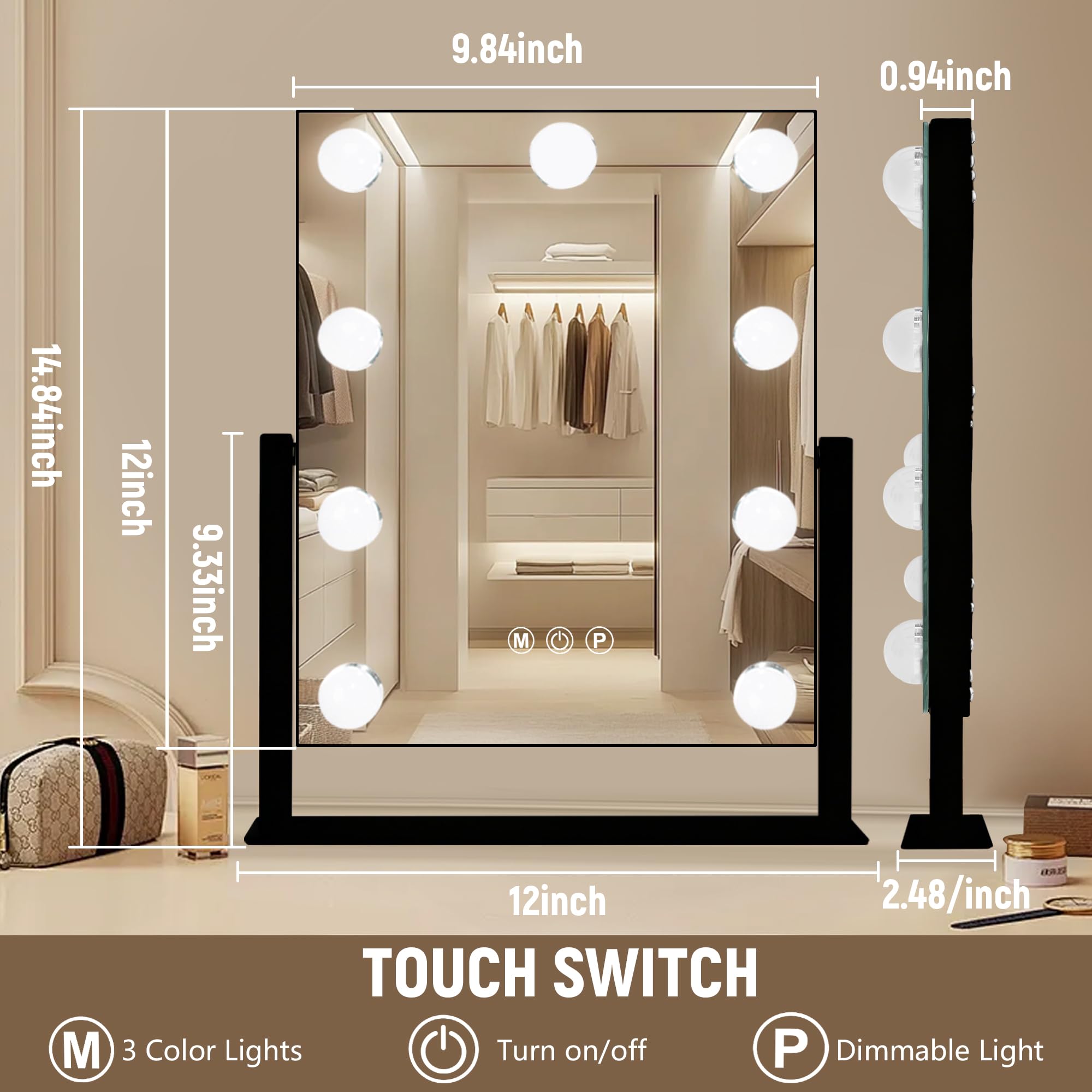 Ratsamee Arched Makeup Vanity Mirror with Lights