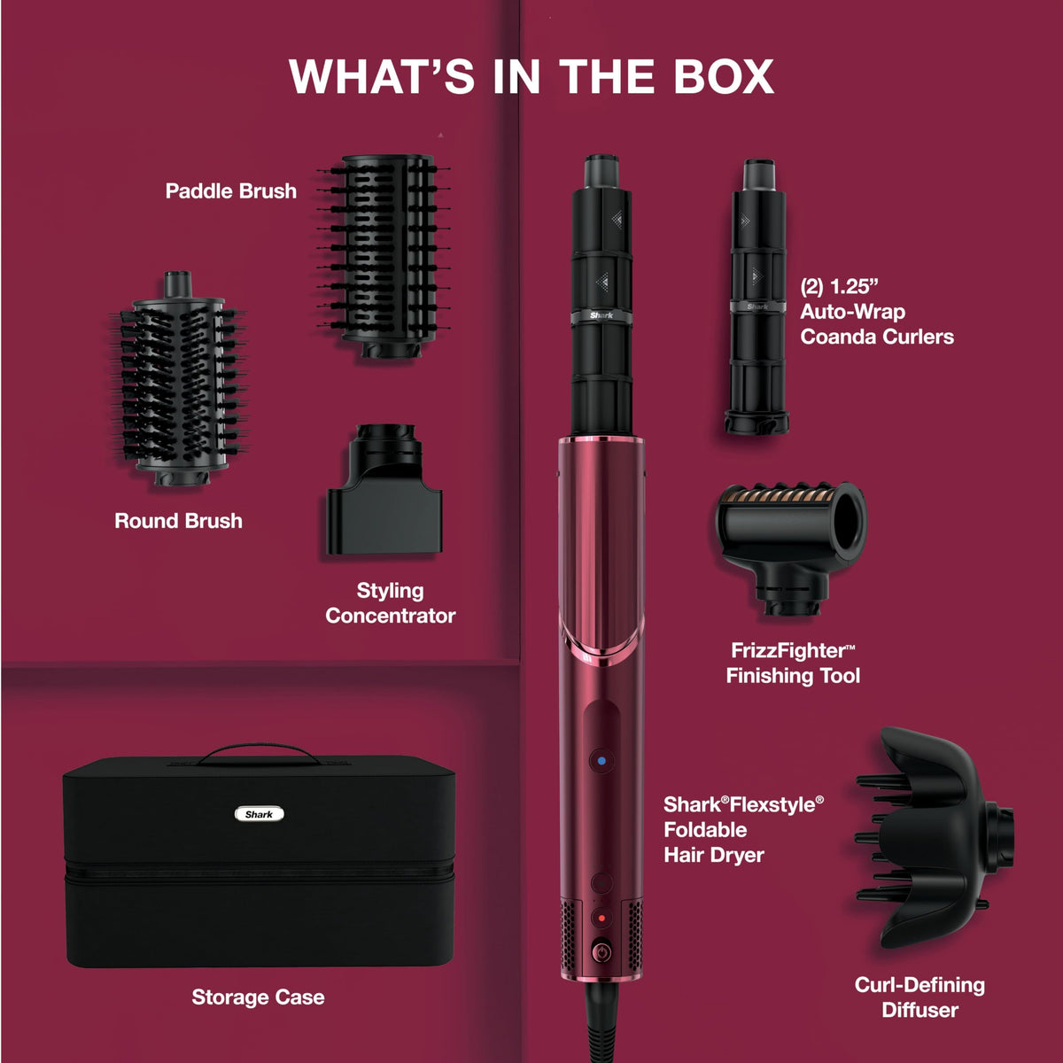 Rotating Hair Dryer & Multi-Styler with Auto-Wrap Curlers