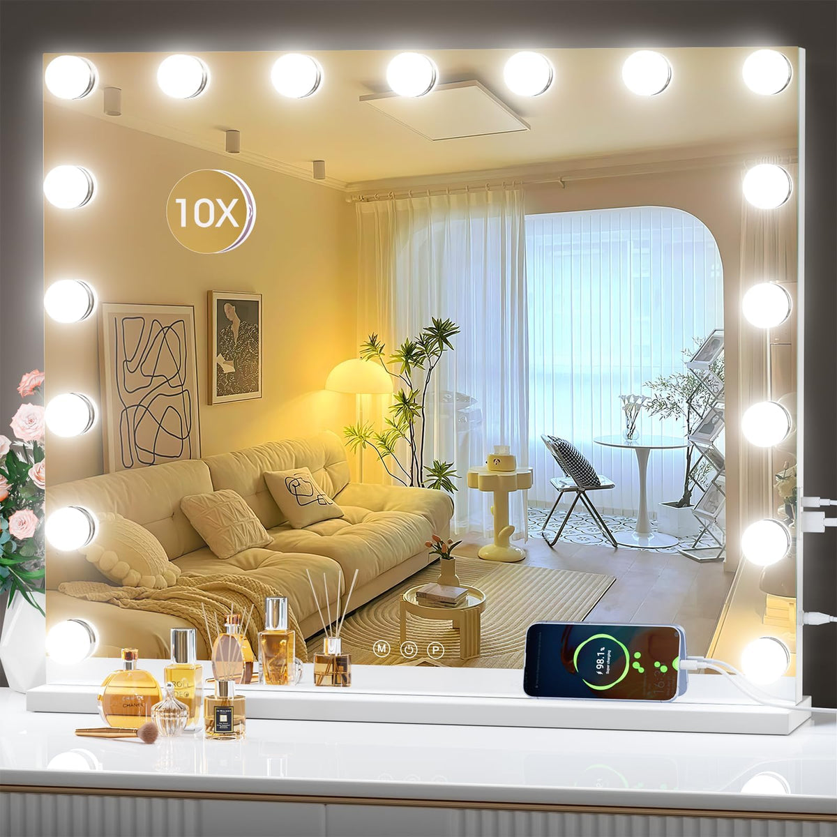 Hollywood Vanity Mirror with Lights & 10X Magnification