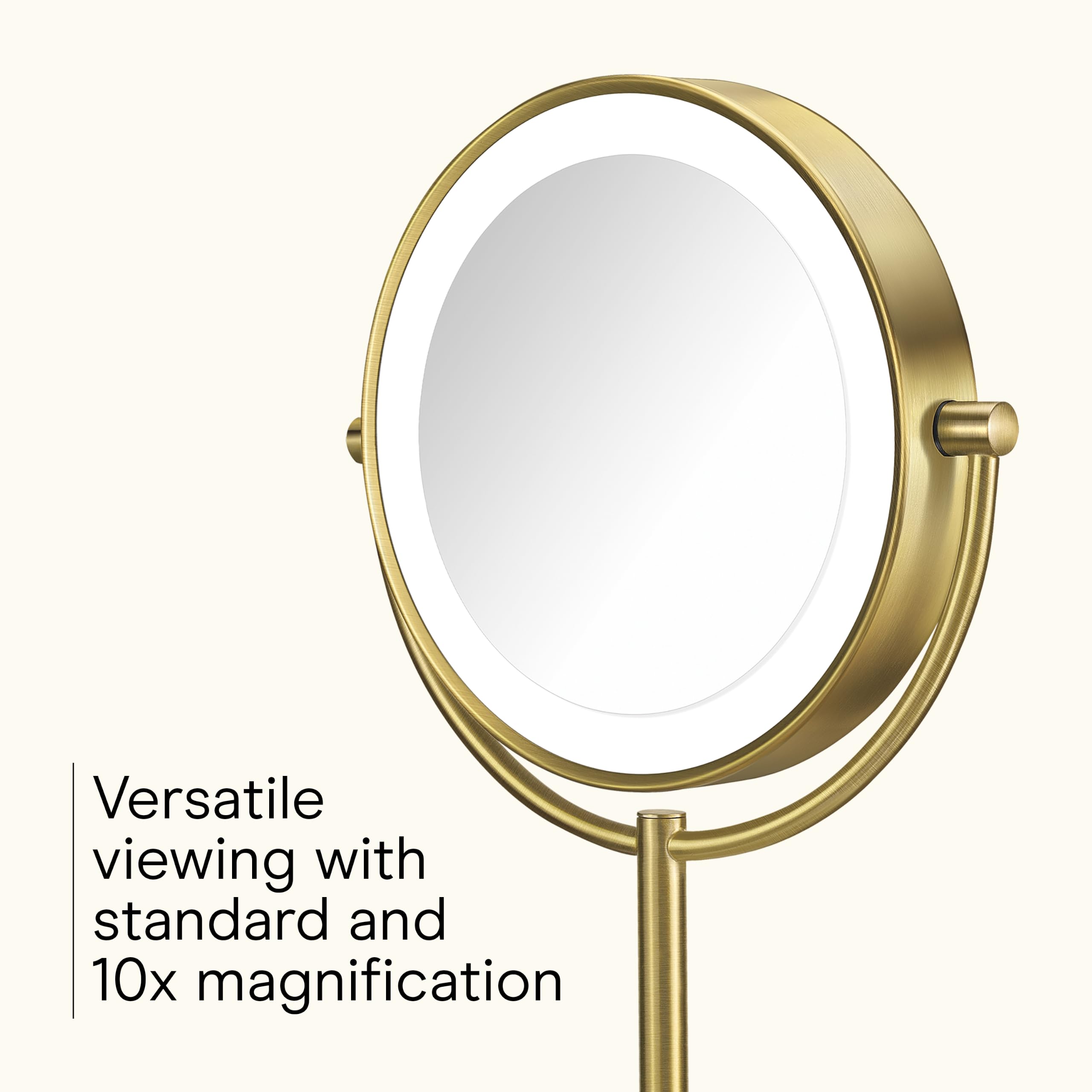 Double-Sided LED Makeup Mirror with 1X/10X Magnification