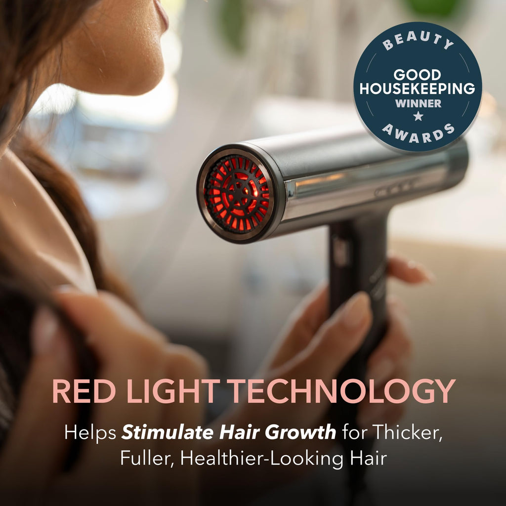 Infrared Hair Dryer with Red Light & Frizz Control