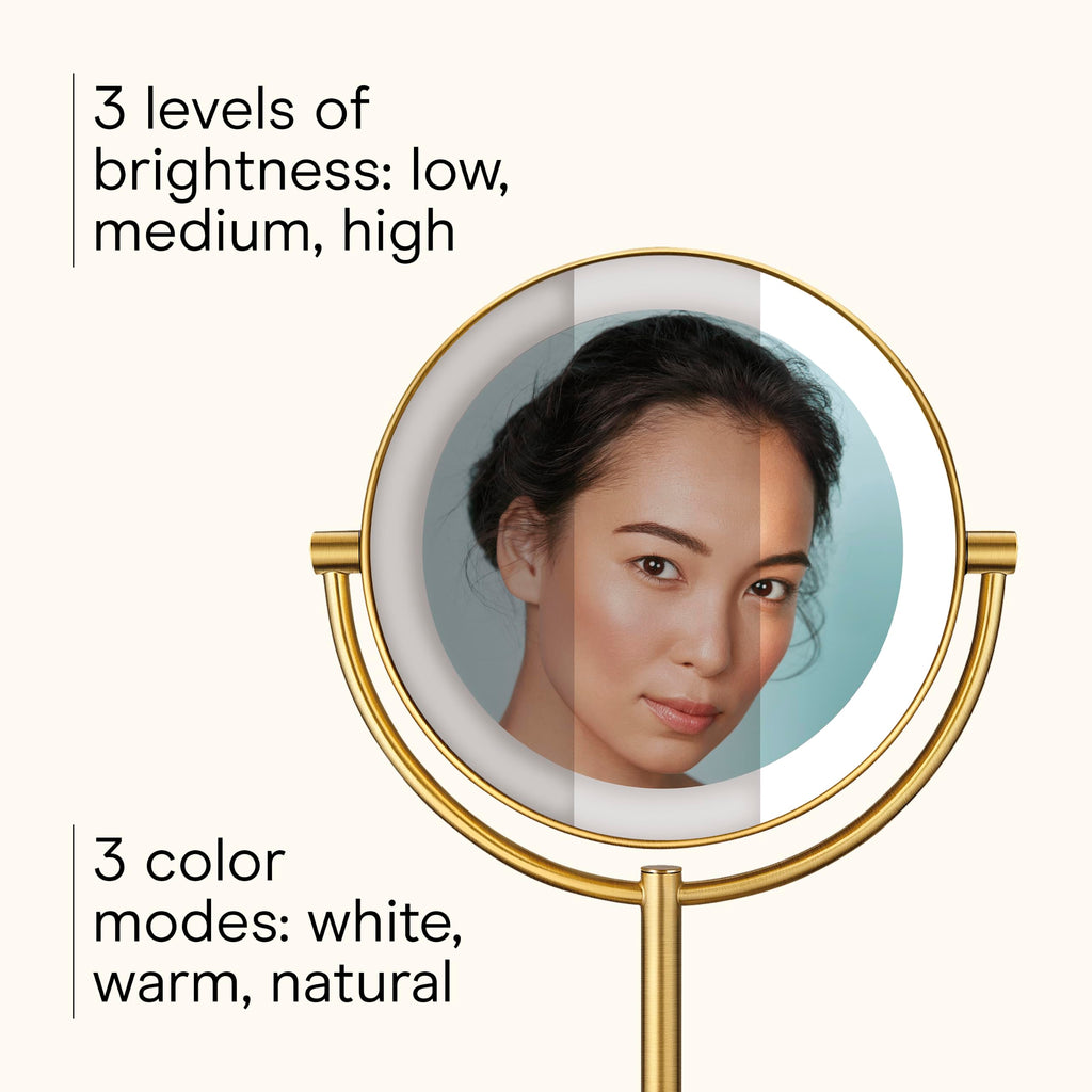 Double-Sided LED Makeup Mirror with 1X/10X Magnification