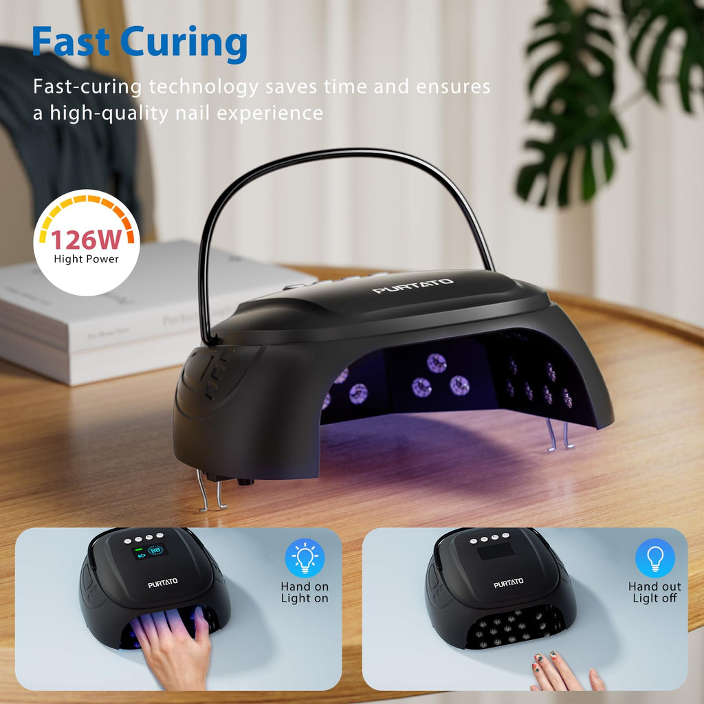 126W Cordless UV Nail Lamp with 4 Timer Settings