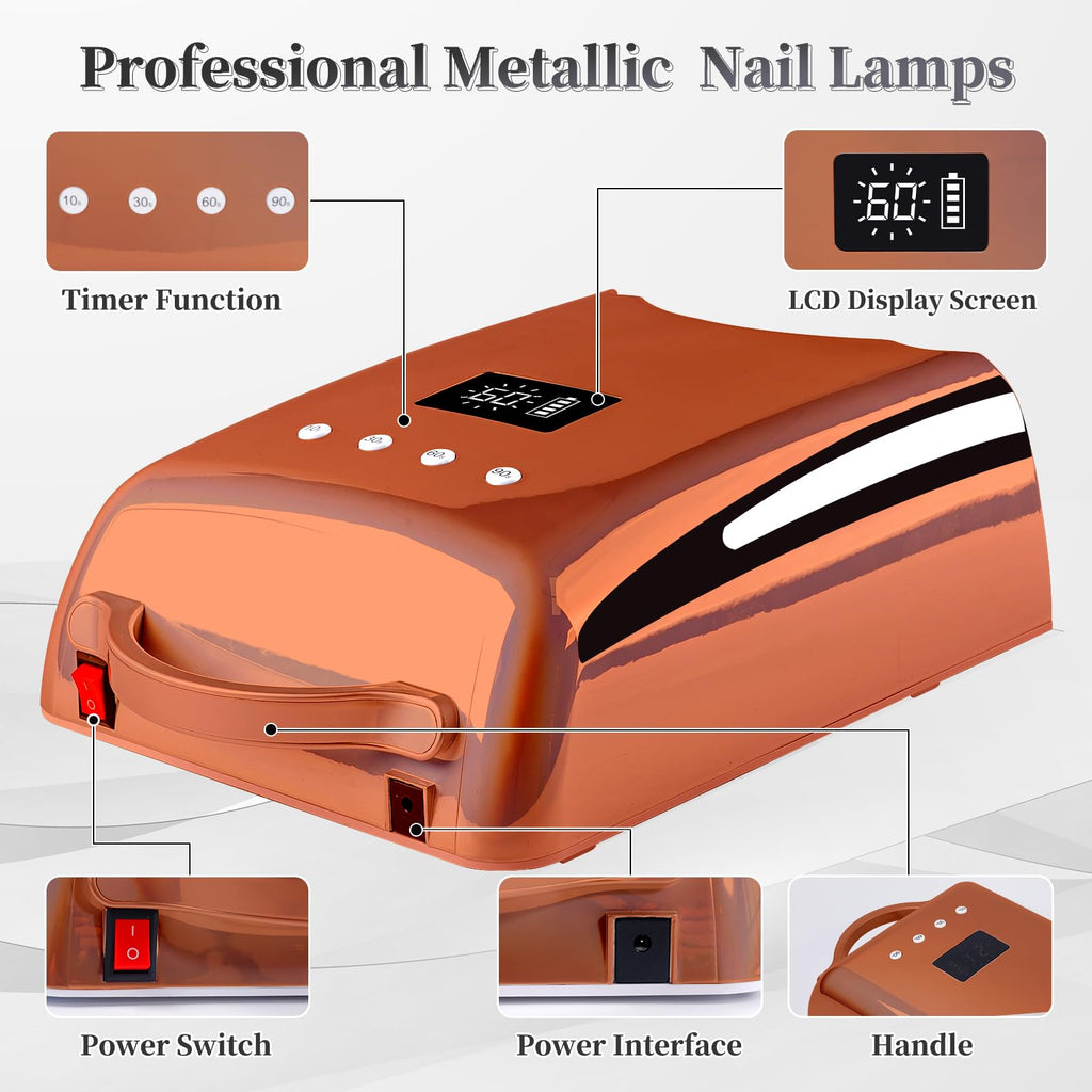 78W Cordless UV LED Nail Lamp with LCD Display & Auto Sensor