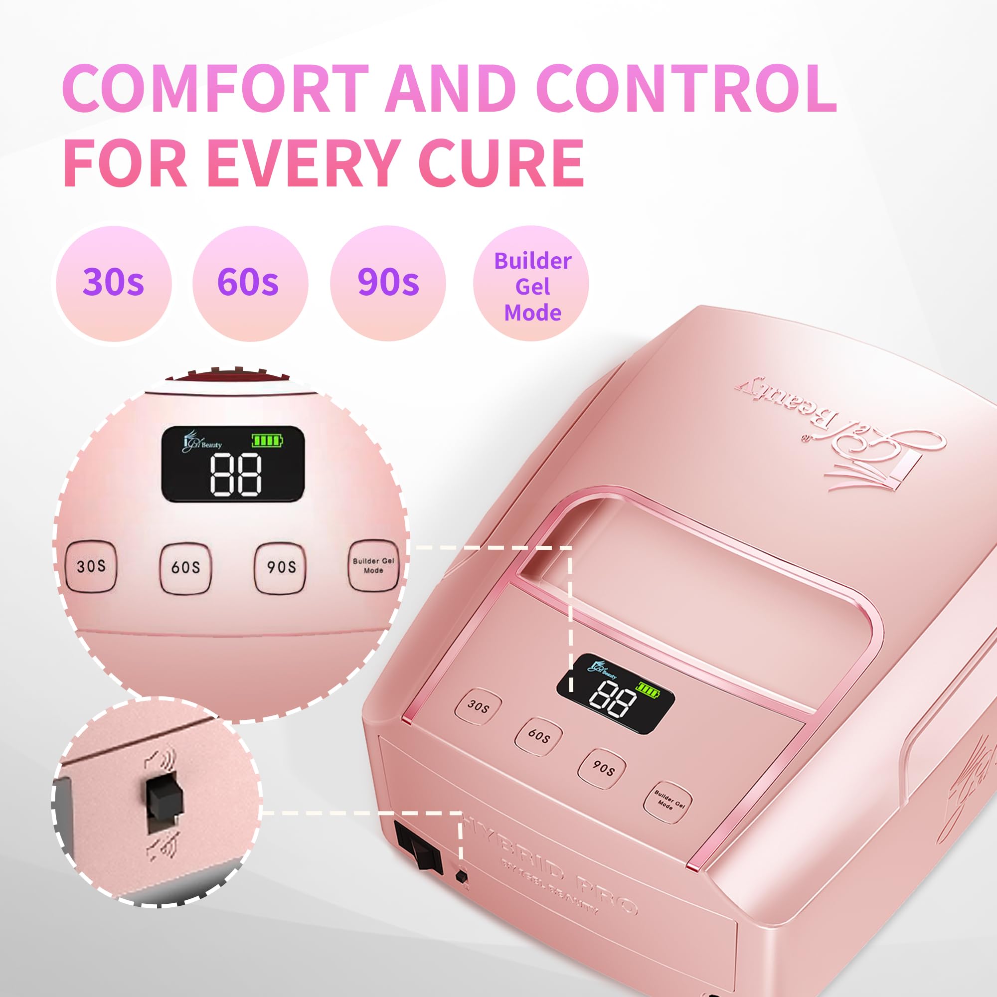 48W XL Wireless UV LED Nail Lamp with Smart Timer