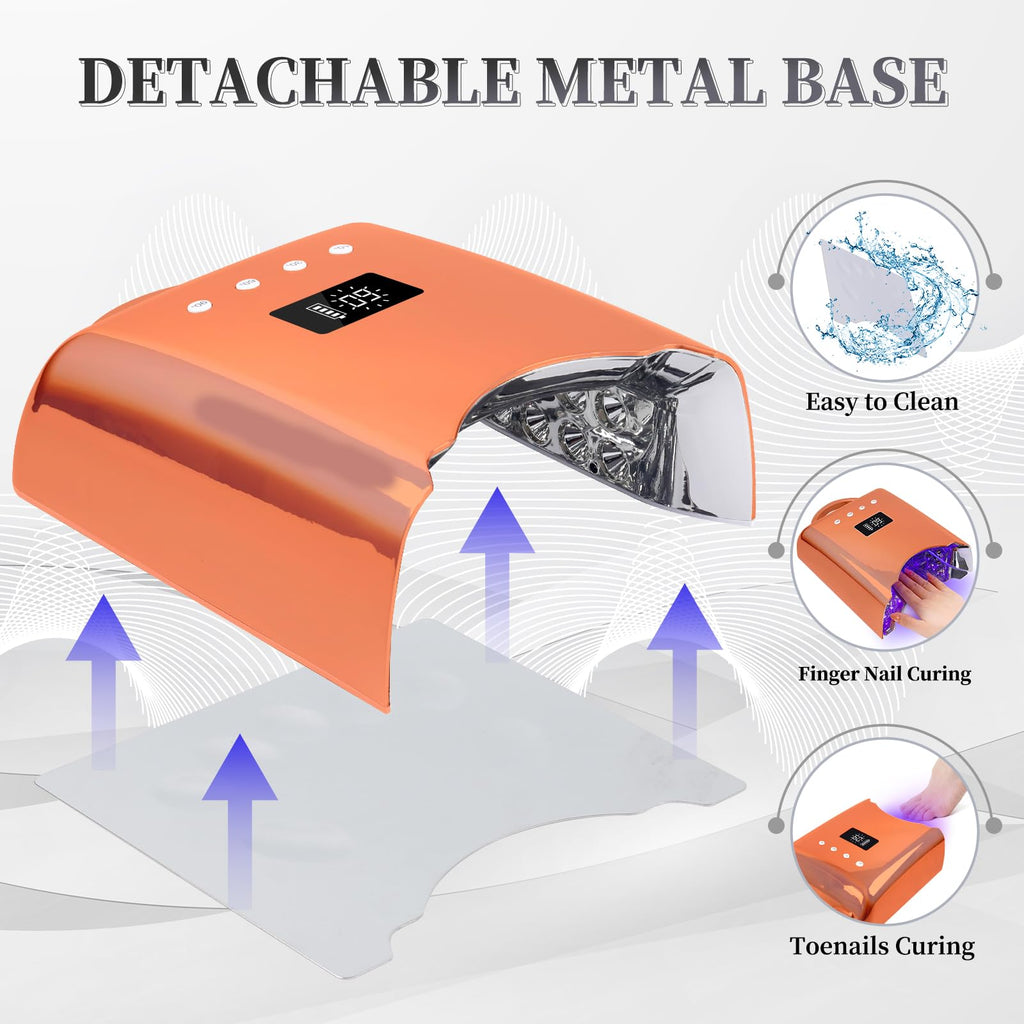 78W Cordless UV LED Nail Lamp with LCD Display & Auto Sensor