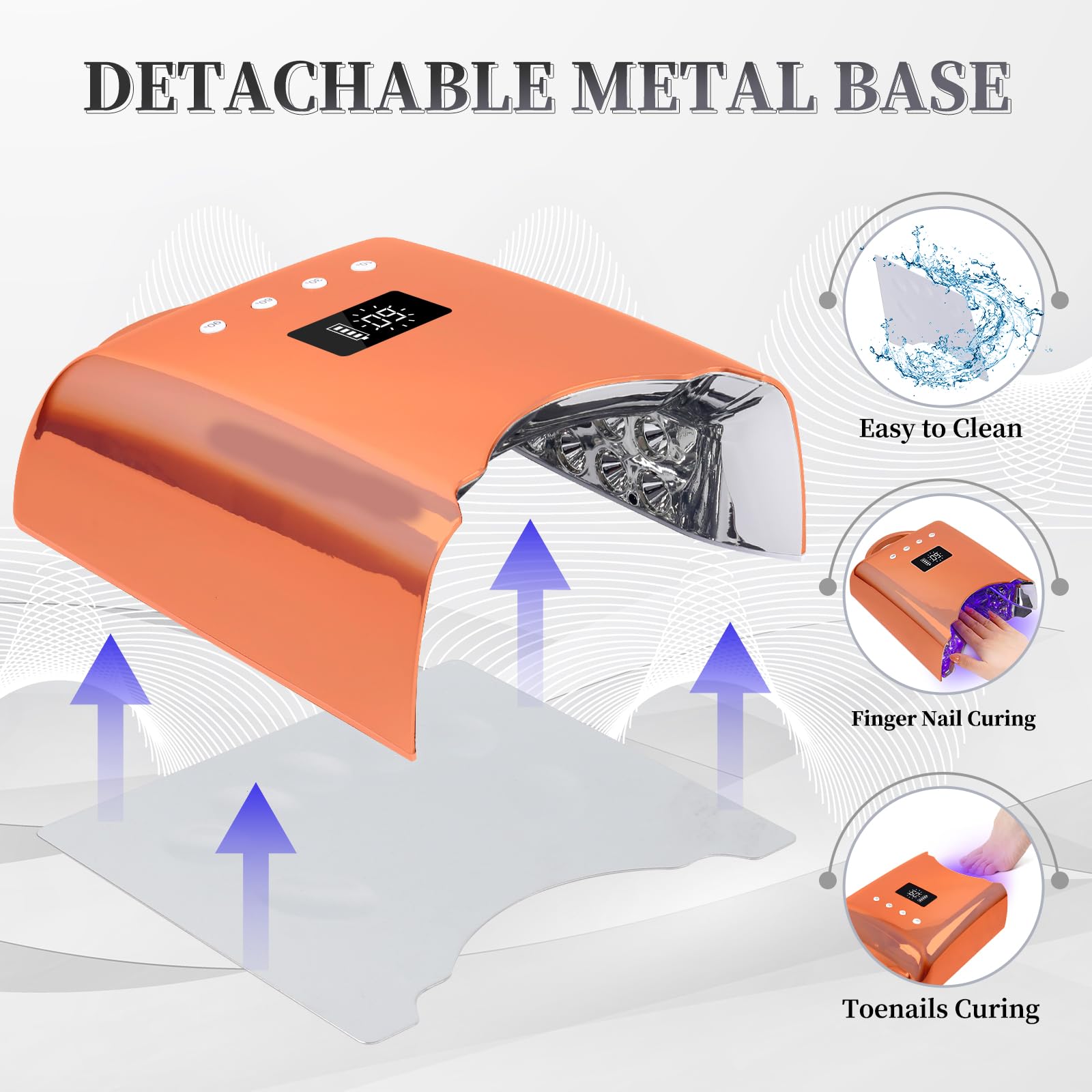 78W Cordless UV LED Nail Lamp with LCD Display & Auto Sensor