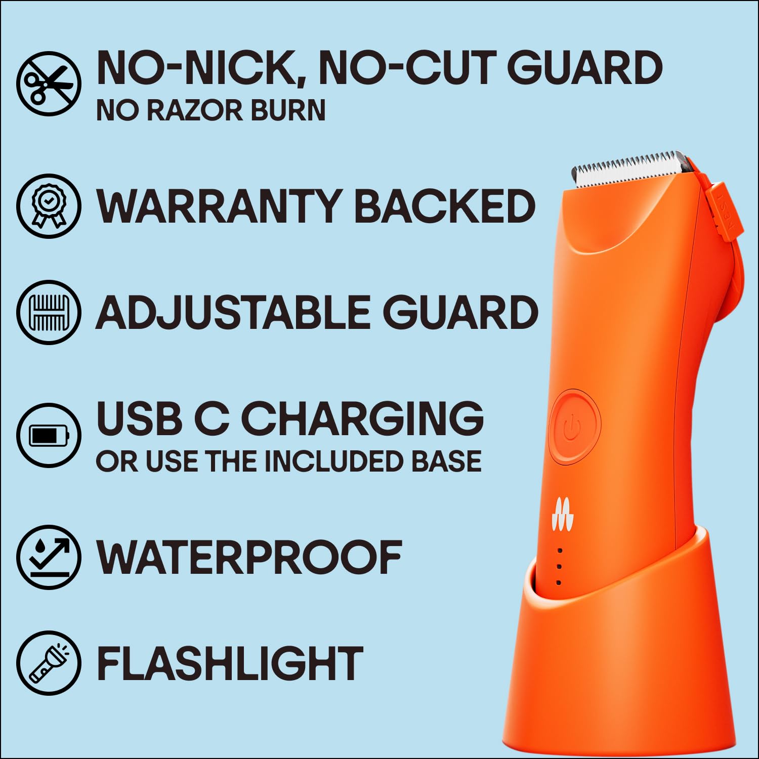 Body Hair Trimmer with Adjustable Guard & Charging Dock