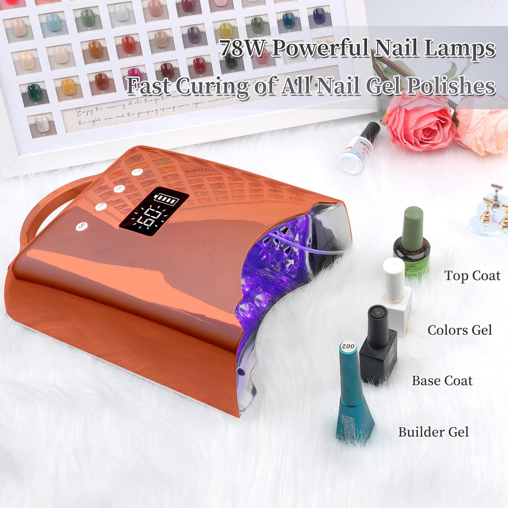 78W Cordless UV LED Nail Lamp with LCD Display & Auto Sensor