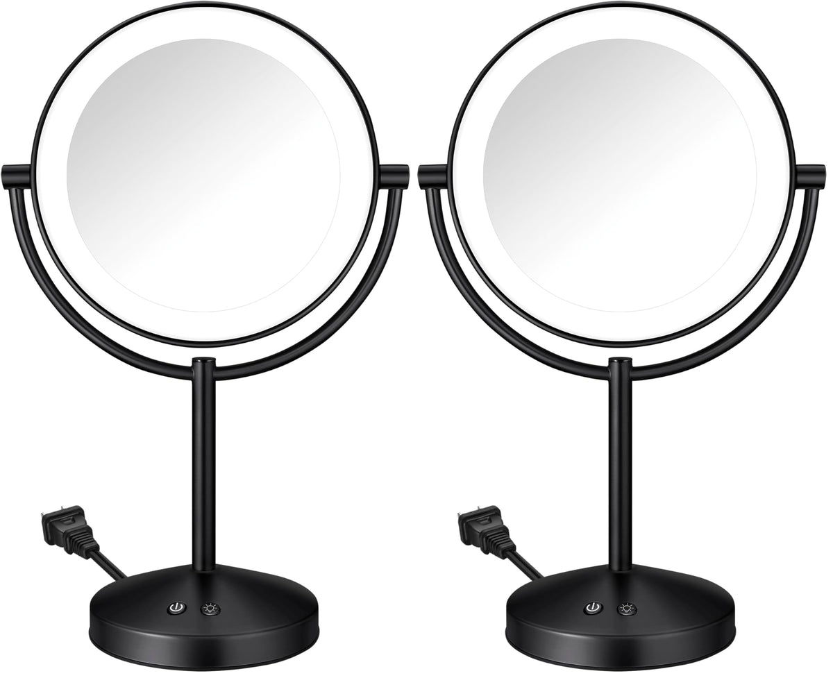 Double-Sided LED Makeup Mirror with 1X/10X Magnification