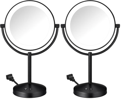 Double-Sided LED Makeup Mirror with 1X/10X Magnification
