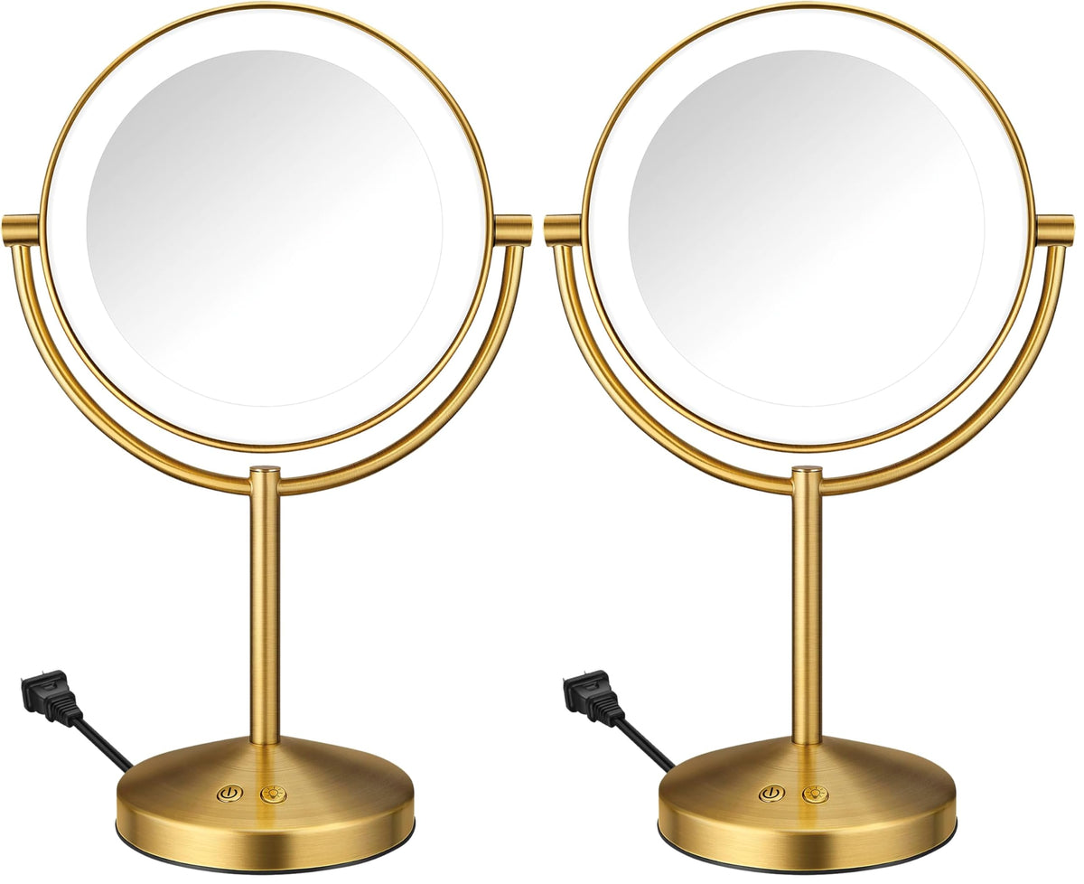 Double-Sided LED Makeup Mirror with 1X/10X Magnification