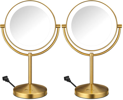 Double-Sided LED Makeup Mirror with 1X/10X Magnification