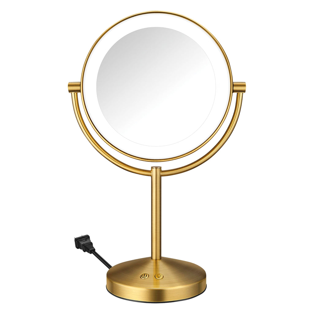 Double-Sided LED Makeup Mirror with 1X/10X Magnification