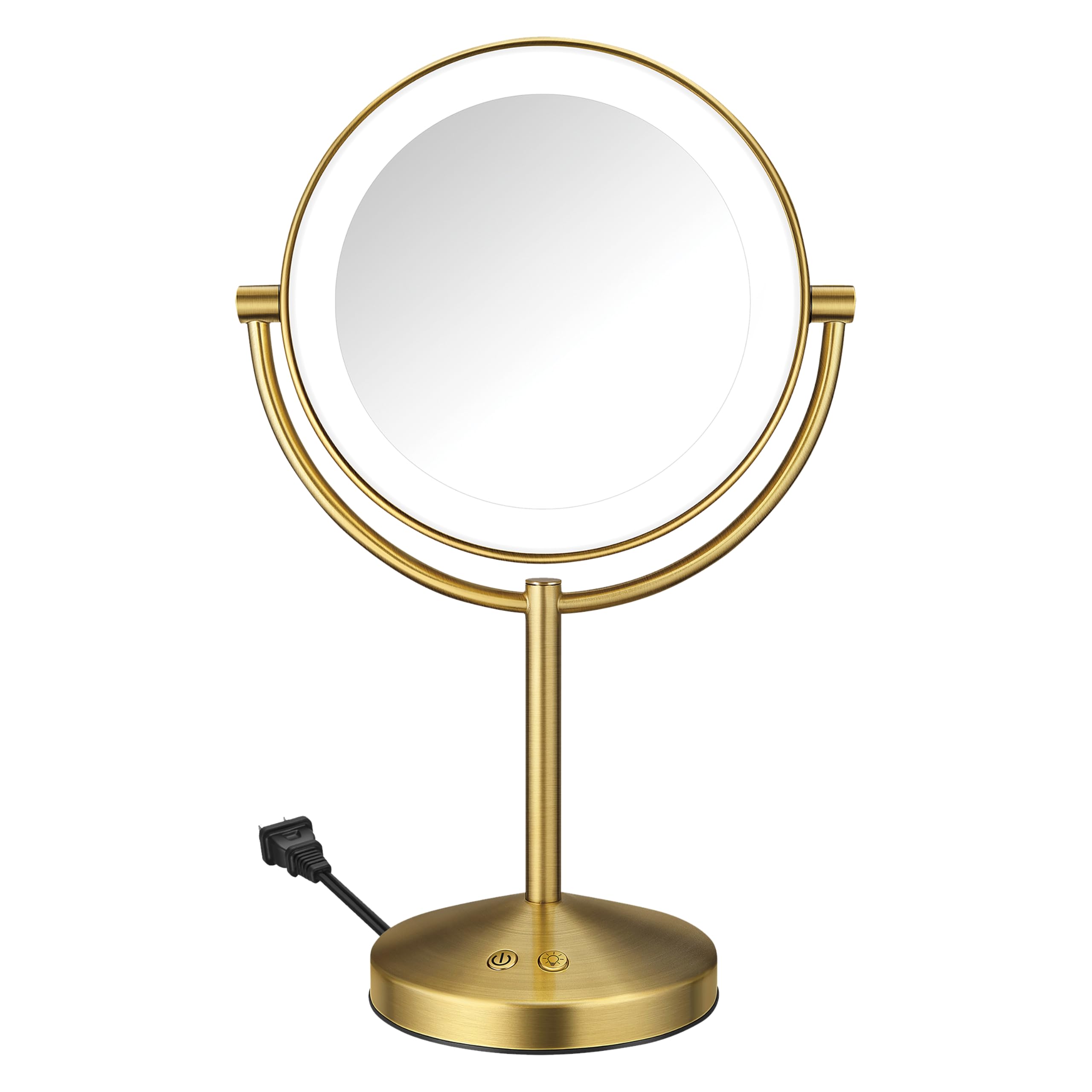 Double-Sided LED Makeup Mirror with 1X/10X Magnification