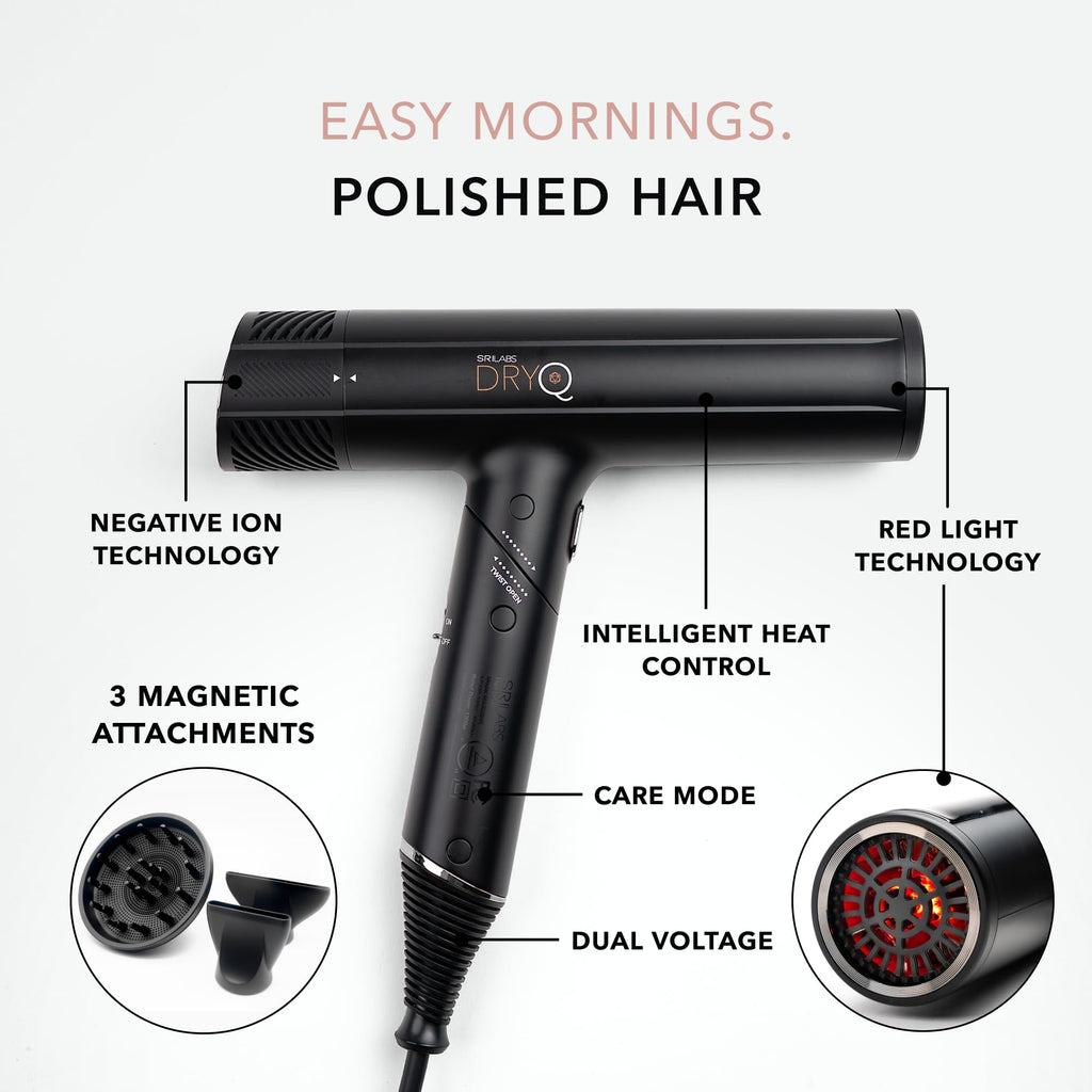 Infrared Hair Dryer with Red Light & Frizz Control