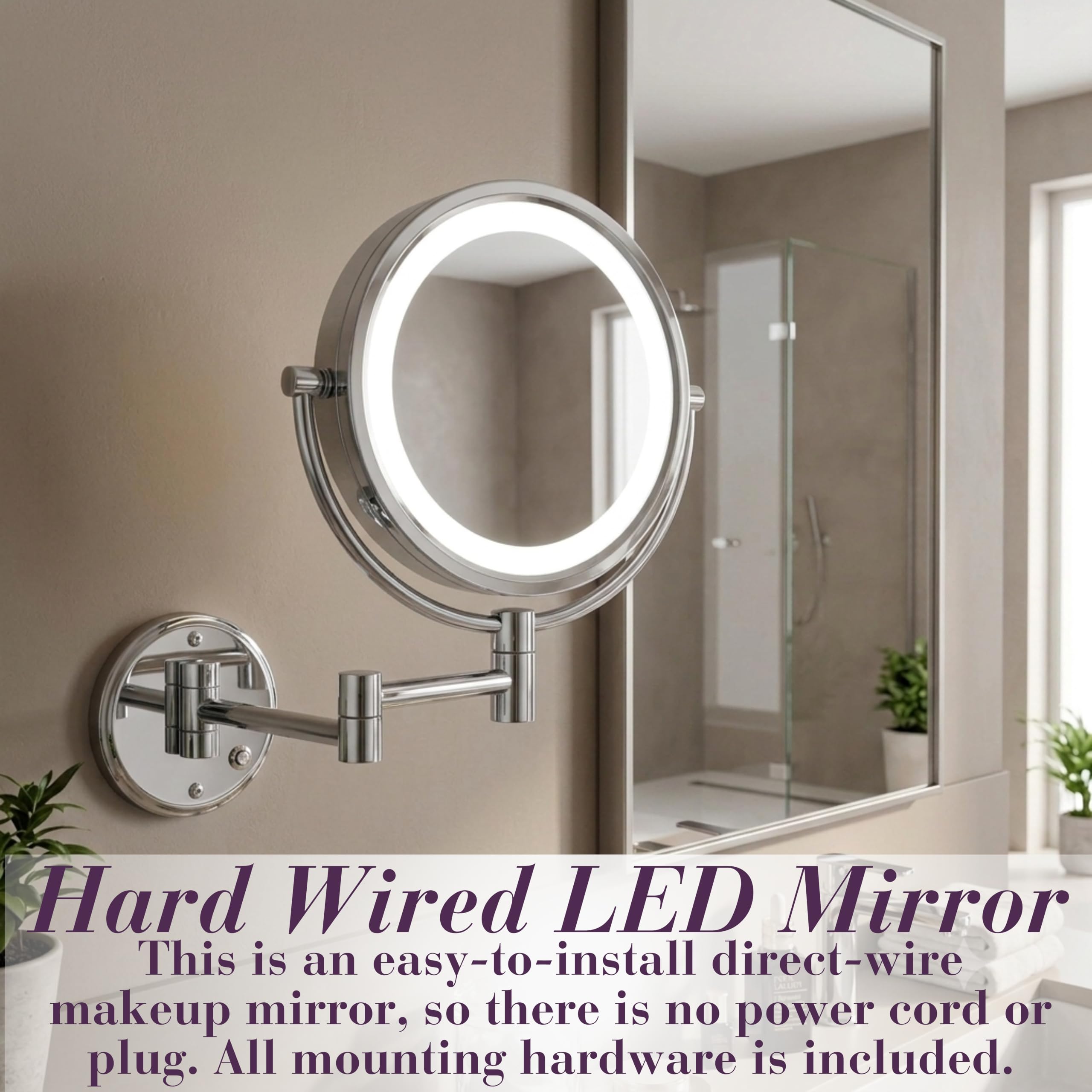 Wall-Mounted Lighted Makeup Mirror with 8X Magnification