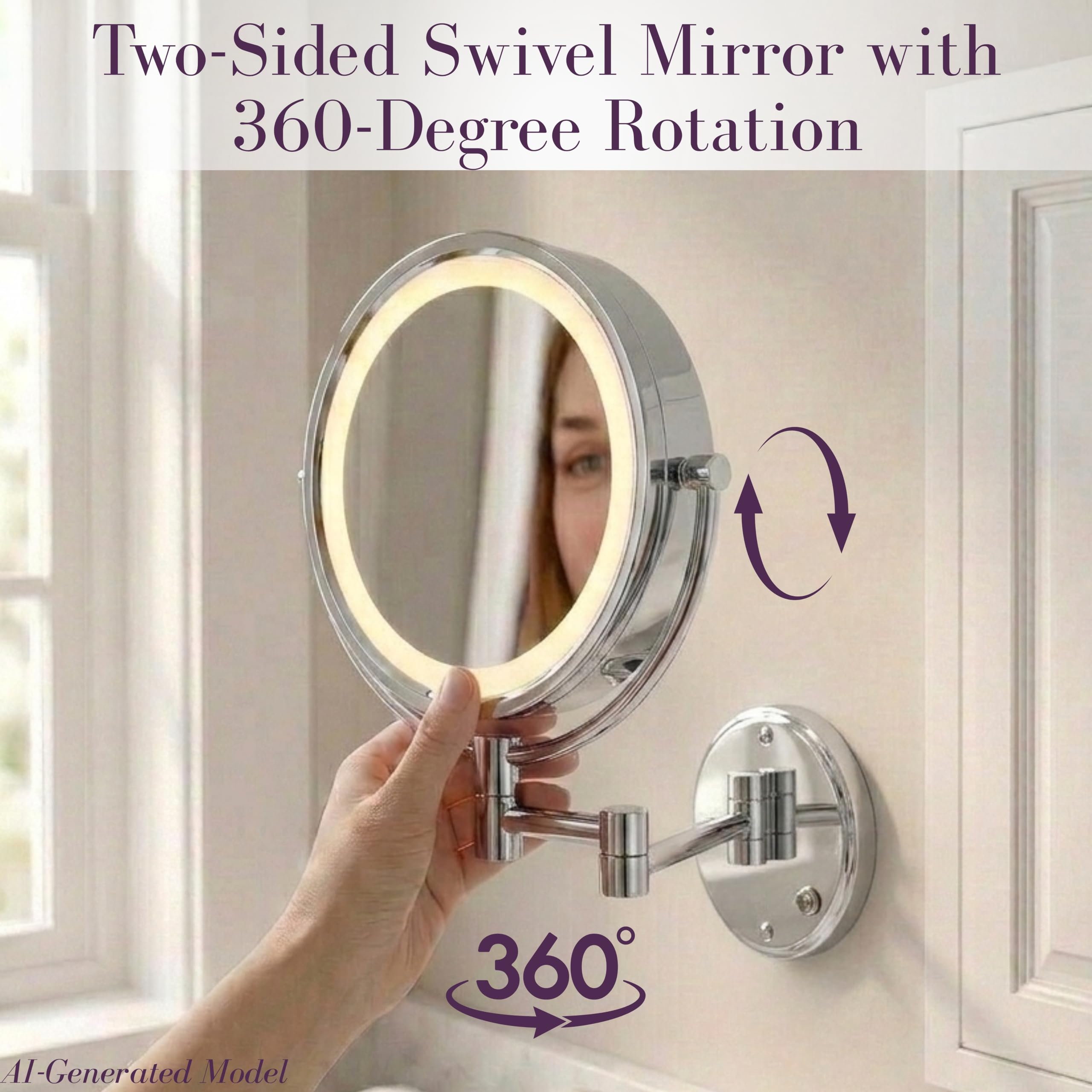 Wall-Mounted Lighted Makeup Mirror with 8X Magnification