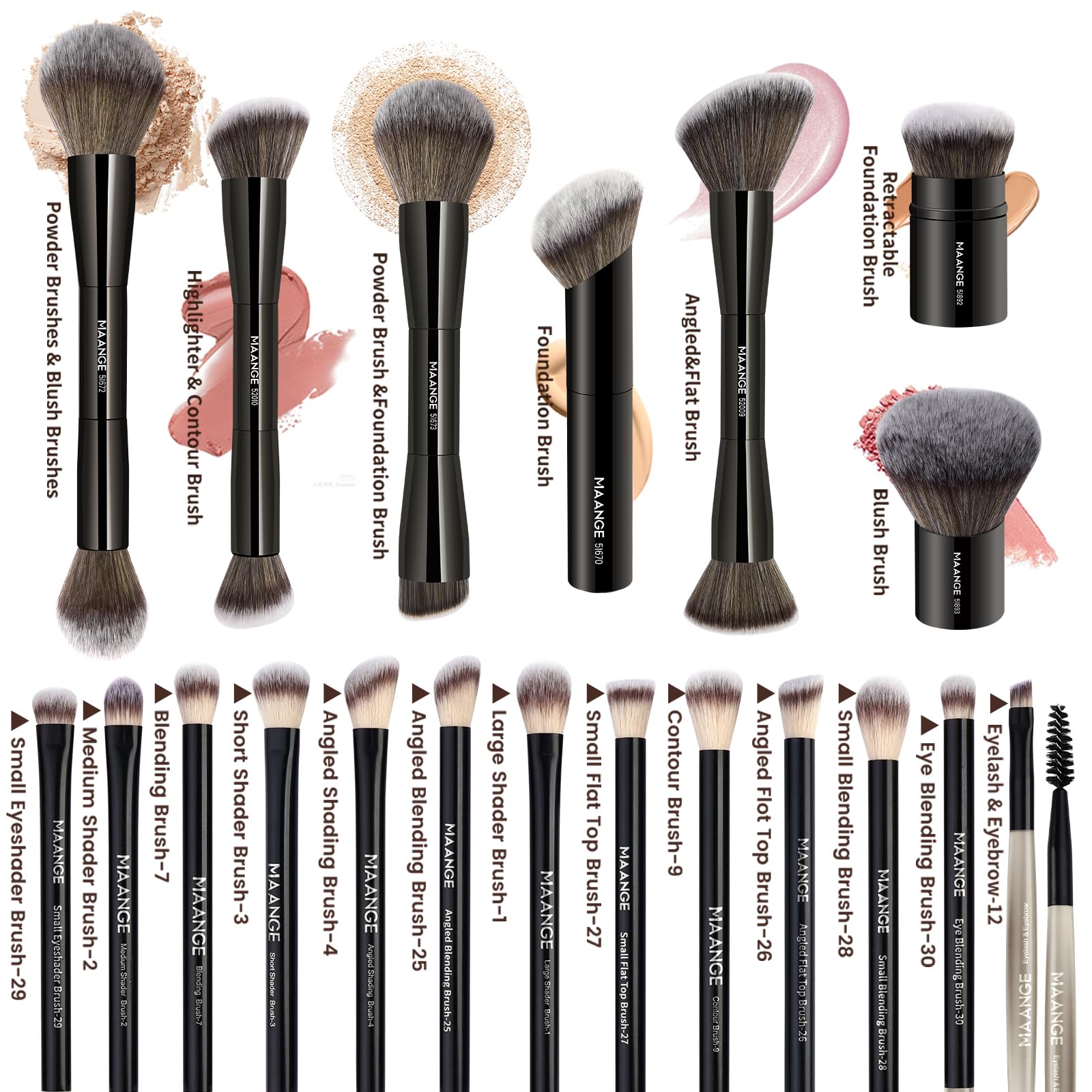 20-Piece Double-Ended Makeup Brush Set with Gift Box