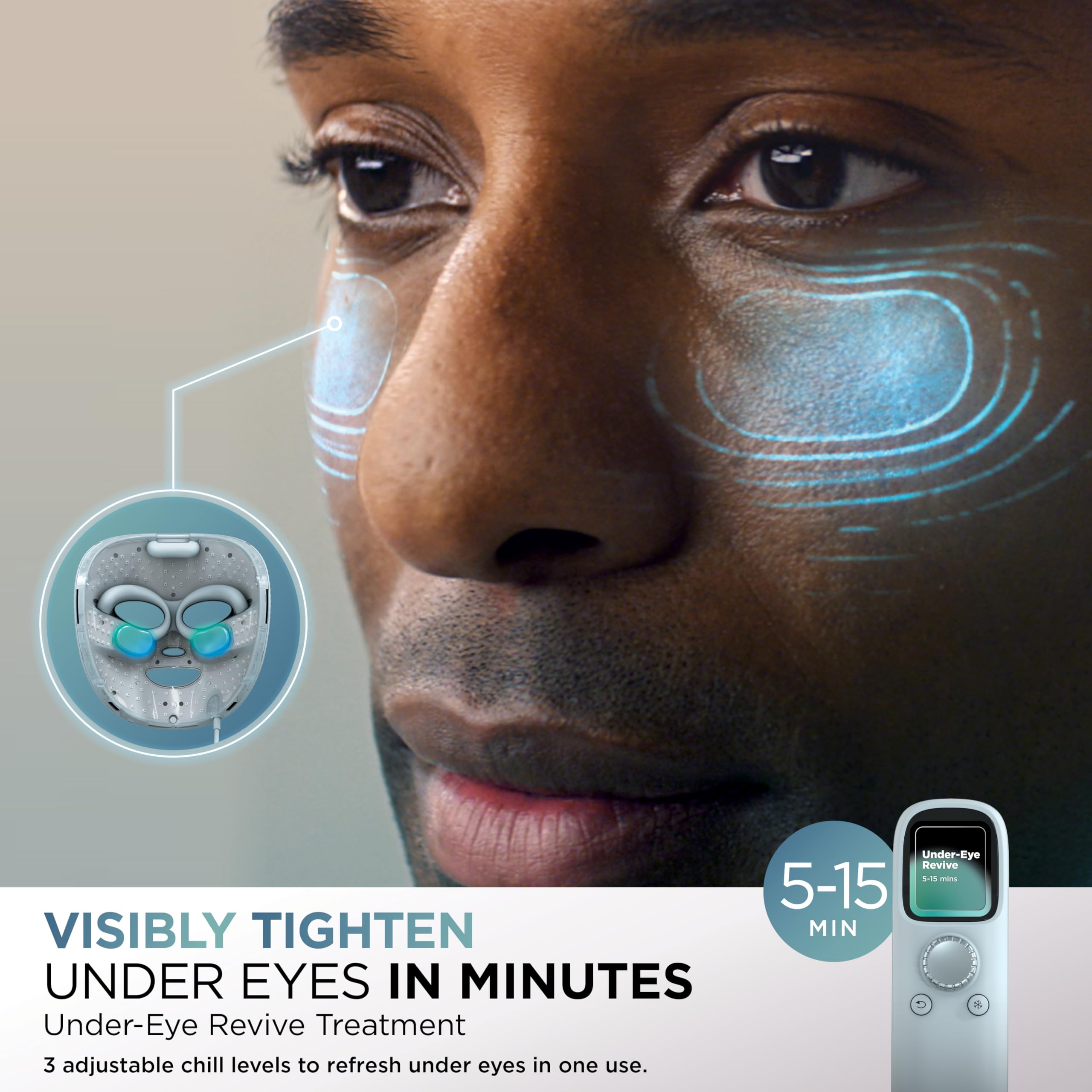 LED Face Mask with Under-Eye Cooling & Light Therapy