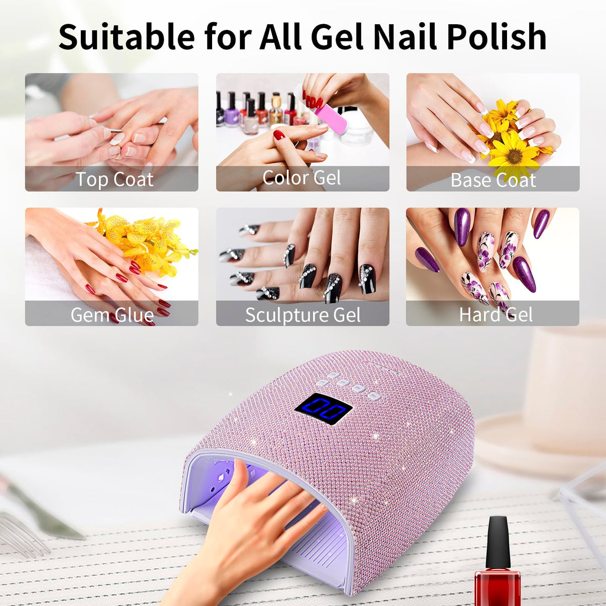 48W Rechargeable UV Nail Lamp for Gel Manicures