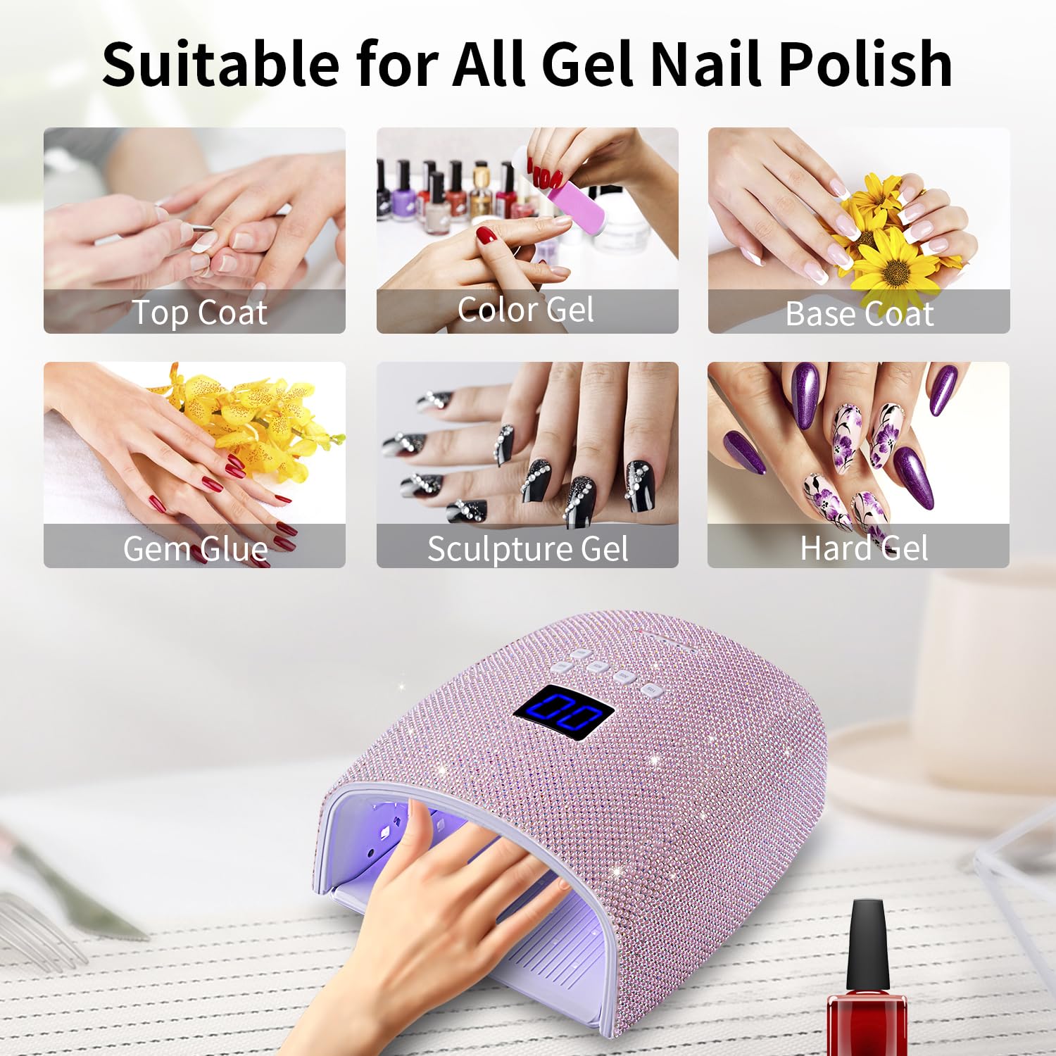 48W Rechargeable UV Nail Lamp for Gel Manicures