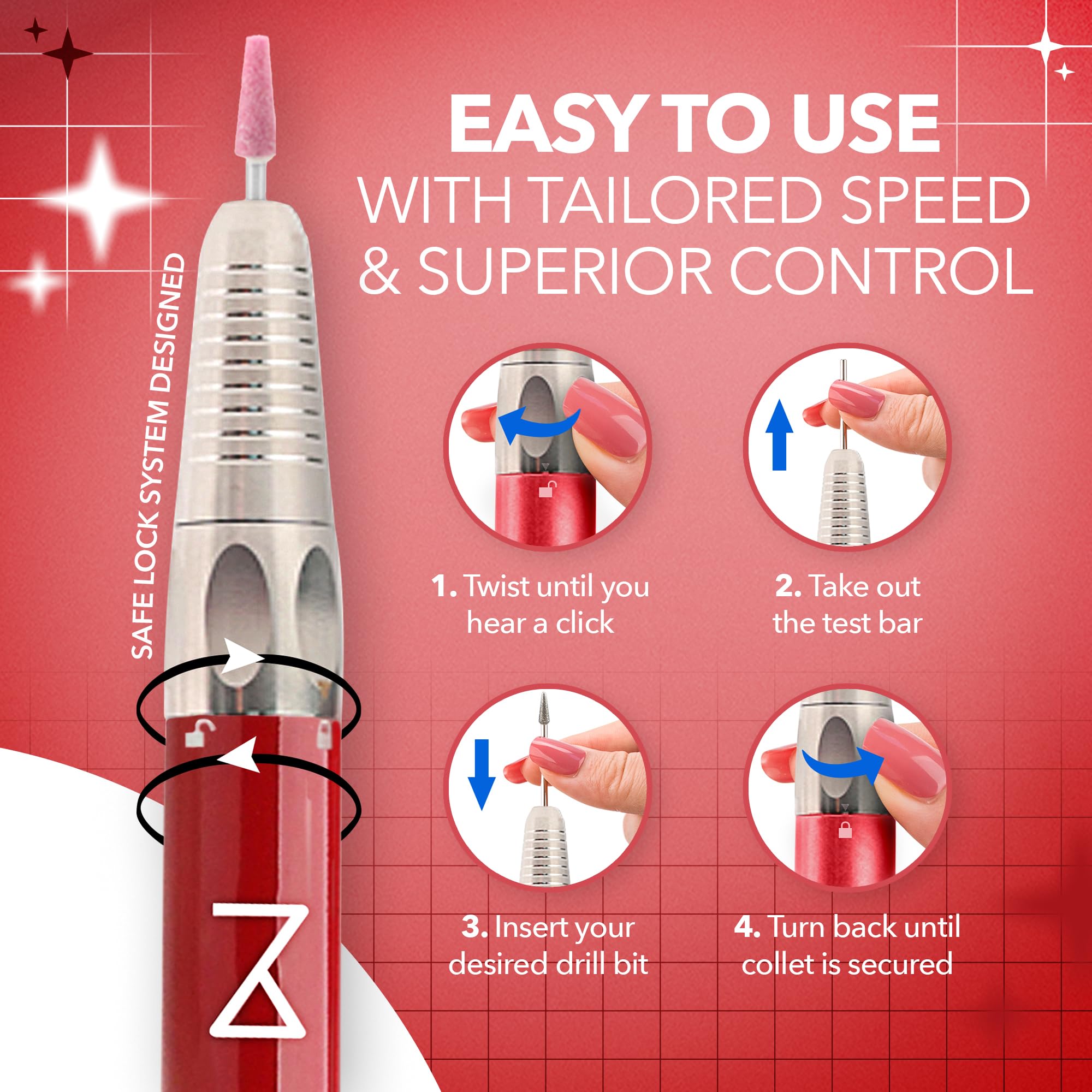 35K RPM 2-in-1 Brushless Cordless Electric Nail Drill