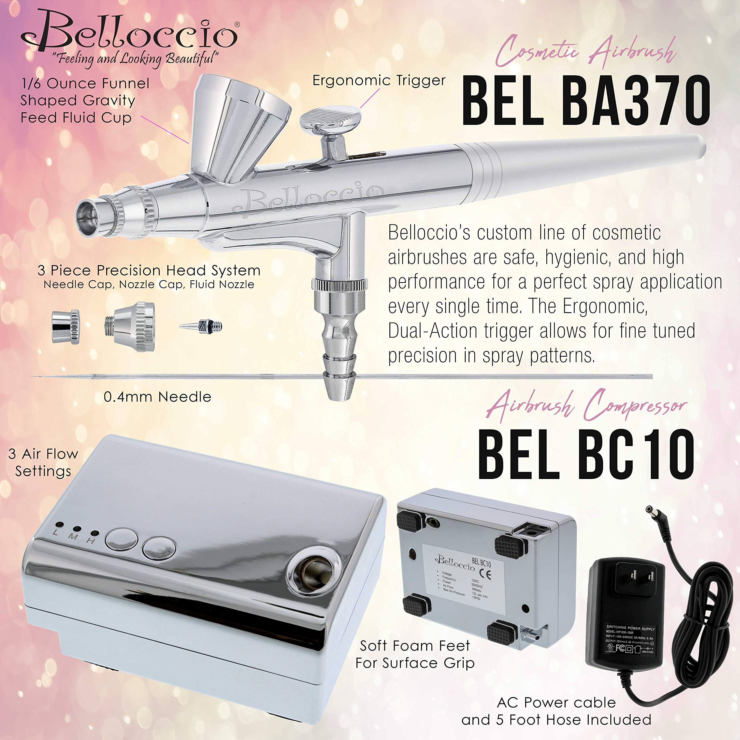 Cordless Handheld Airbrush Makeup System for Medium Shades