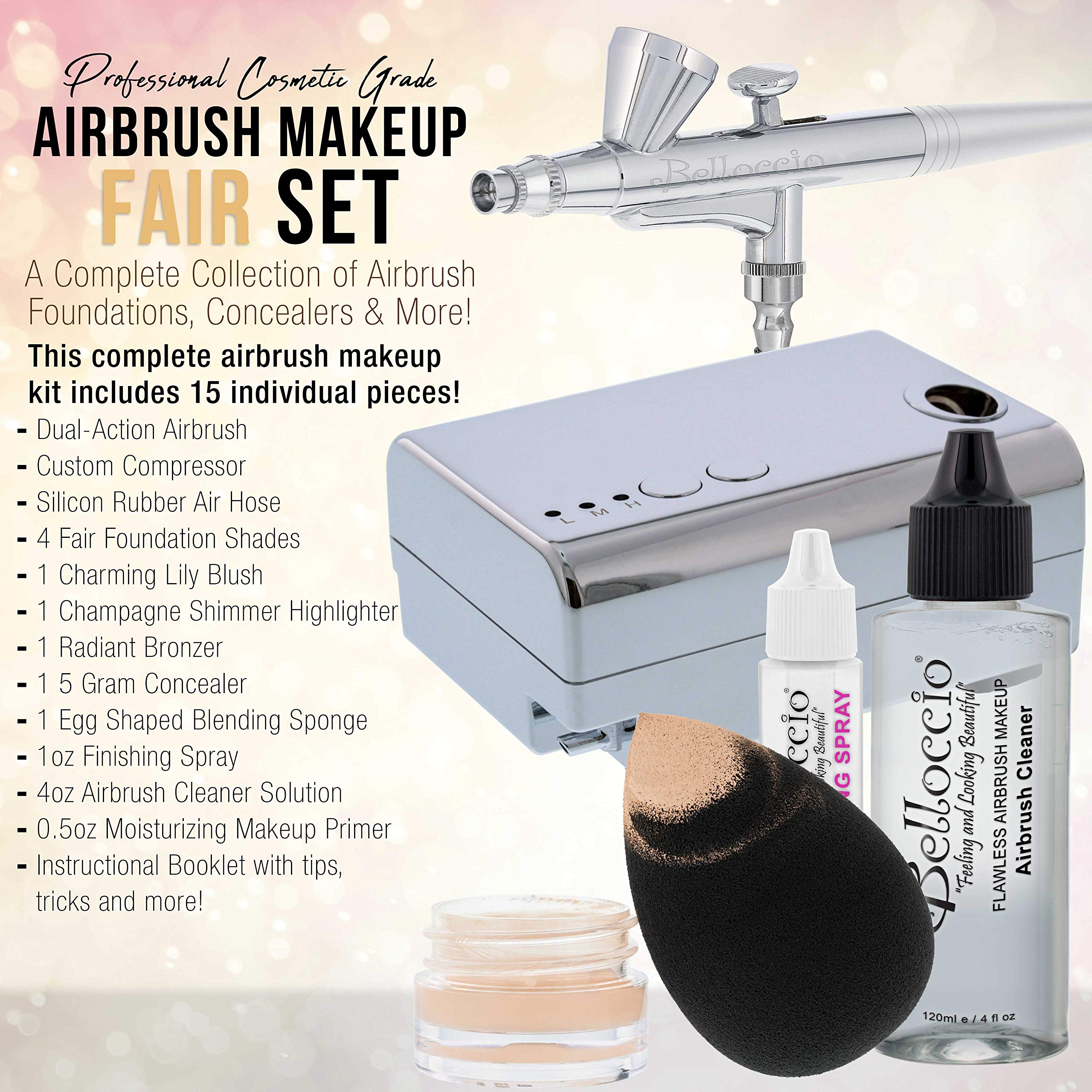 Cordless Handheld Airbrush Makeup System for Medium Shades